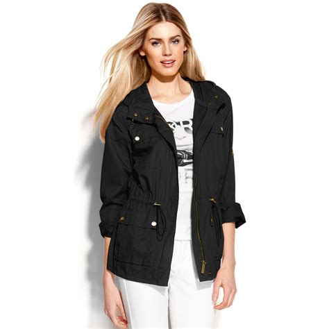 michael michael kors hooded tab sleeve anorak